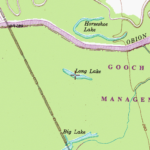 Topographic Map of Long Lake, TN