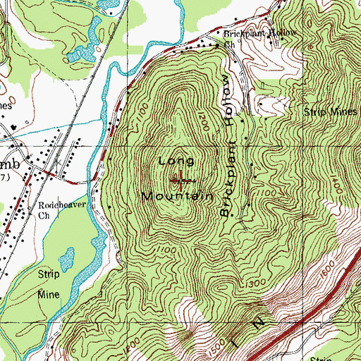 Topographic Map of Long Mountain, TN