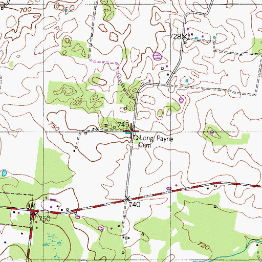 Topographic Map of Long Payne Cemetery, TN
