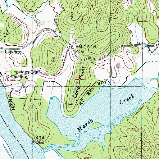Topographic Map of Long Point, TN