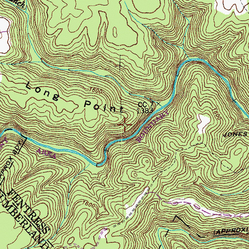 Topographic Map of Long Point, TN