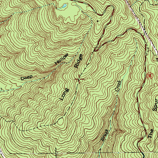 Topographic Map of Long Ridge, TN