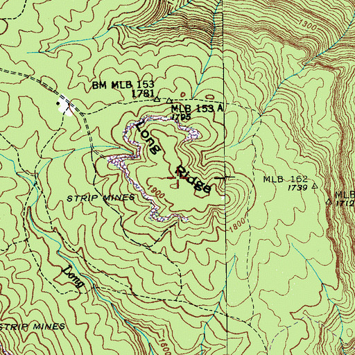 Topographic Map of Long Ridge, TN