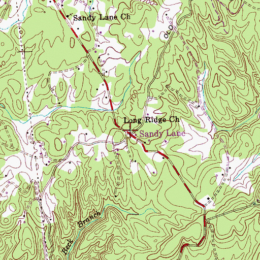 Topographic Map of Long Ridge Church, TN