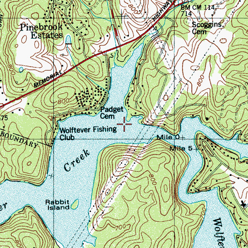 Topographic Map of Long Savannah Creek, TN