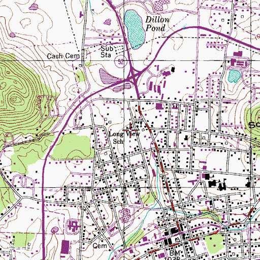 Topographic Map of Long View School, TN
