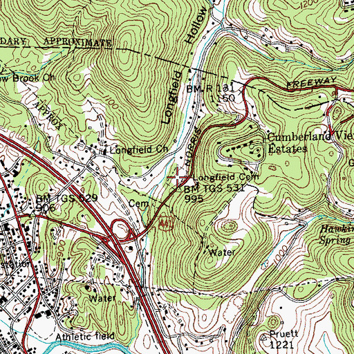 Topographic Map of Longfield Cemetery, TN