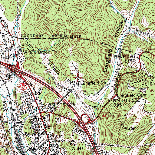 Topographic Map of Longfield Baptist Church, TN