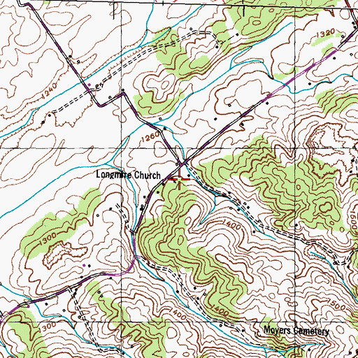 Topographic Map of Longmire Church, TN