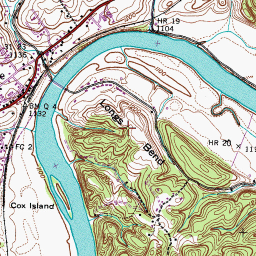 Topographic Map of Longs Bend, TN