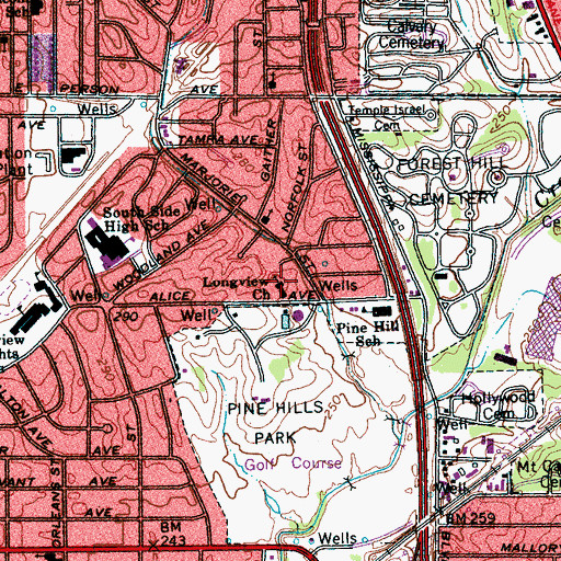 Topographic Map of Longview Church, TN