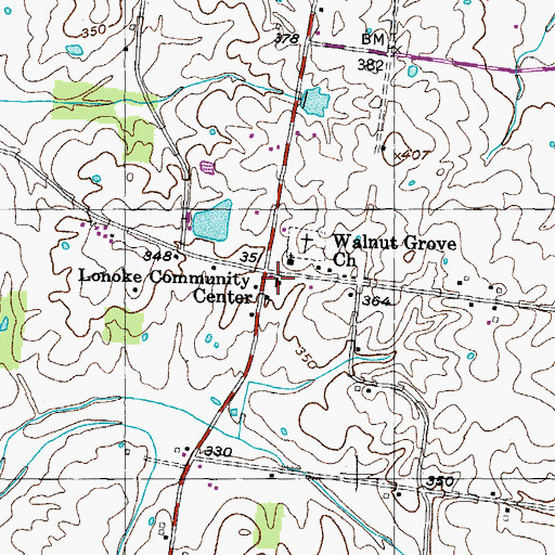 Topographic Map of Lonoke Community Center, TN