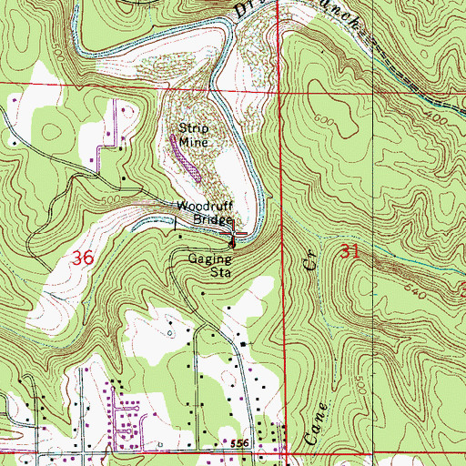 Topographic Map of Woodruff Bridge, AL