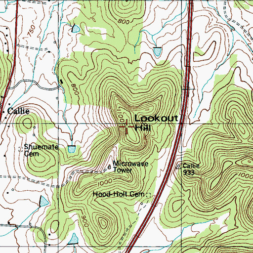 Topographic Map of Lookout Hill, TN