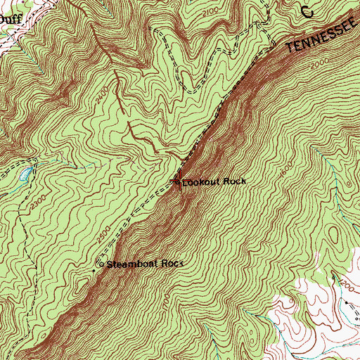 Topographic Map of Lookout Rock, TN