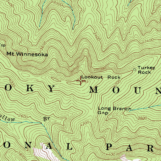 Topographic Map of Lookout Rock, TN