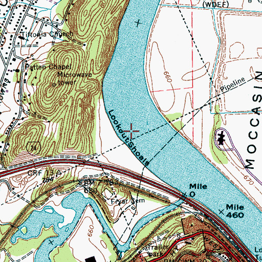 Topographic Map of Lookout Shoals, TN