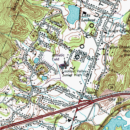 Topographic Map of Lookout Valley Junior High School, TN