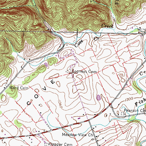 Topographic Map of Looneys Cemetery, TN