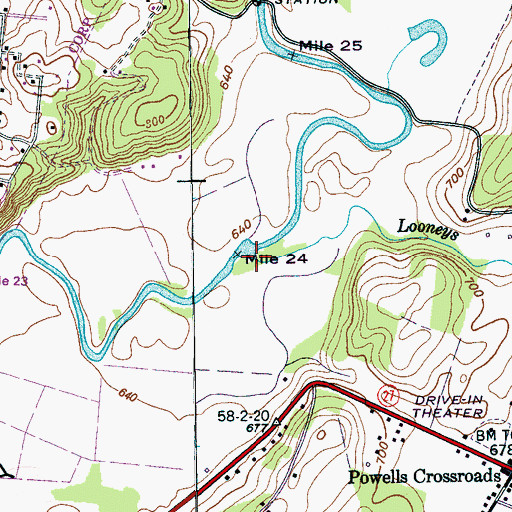 Topographic Map of Looneys Creek, TN