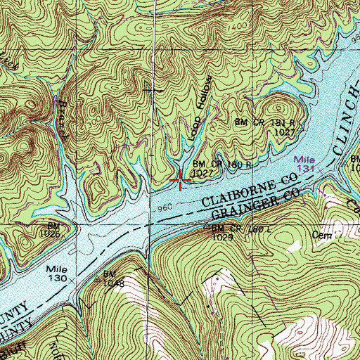 Topographic Map of Loop Hollow, TN