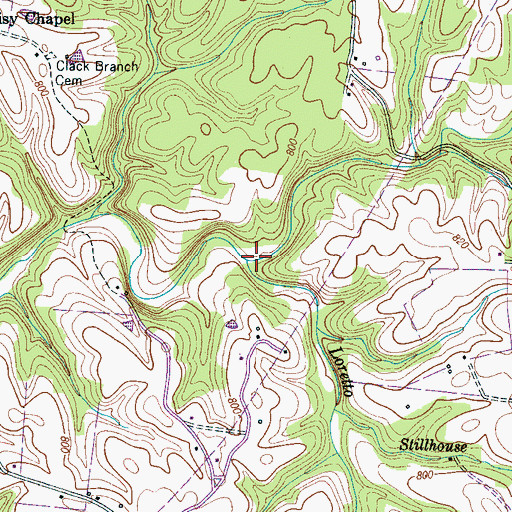 Topographic Map of Loretto Branch, TN