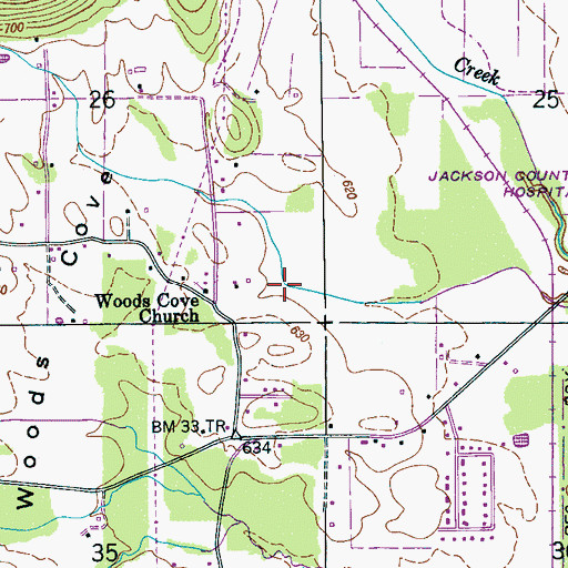 Topographic Map of Woods Cove, AL