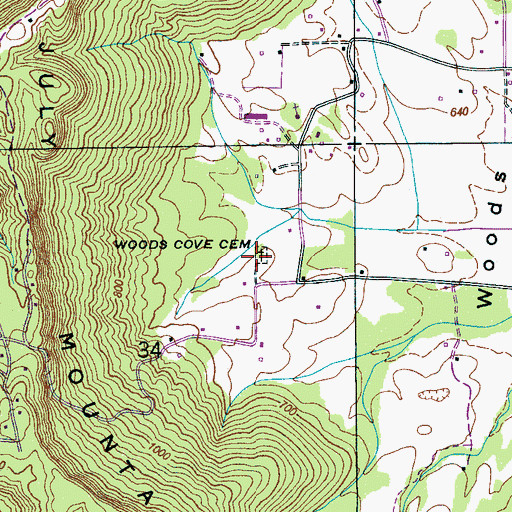 Topographic Map of Woods Cove Cemetery, AL