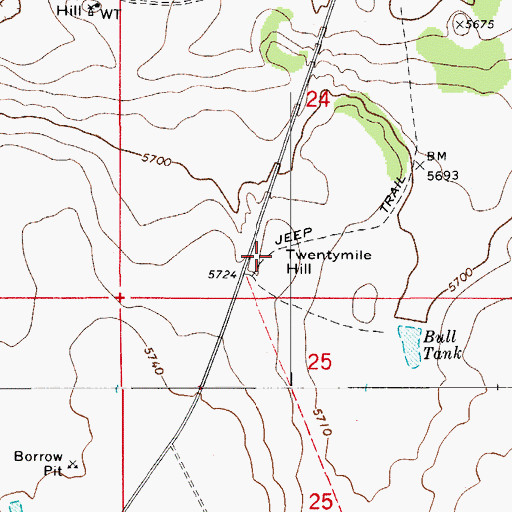 Topographic Map of Twentymile Hill, AZ
