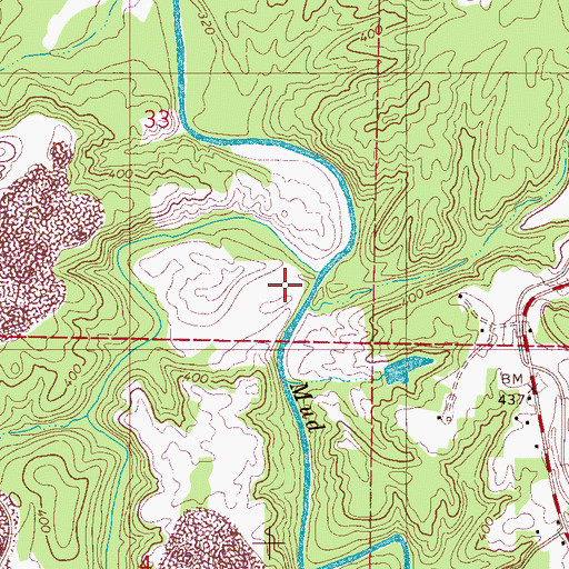 Topographic Map of Woods Creek, AL
