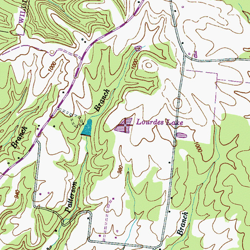 Topographic Map of Lourdes Lake, TN