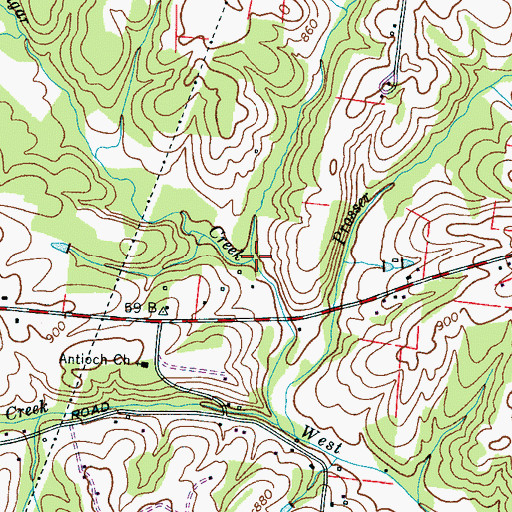Topographic Map of Love Branch, TN