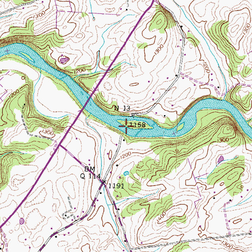 Topographic Map of Love Bridge, TN