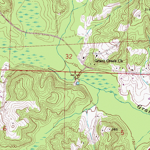 Topographic Map of Woods Creek, AL