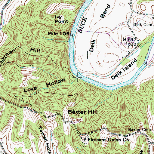 Topographic Map of Love Hollow, TN