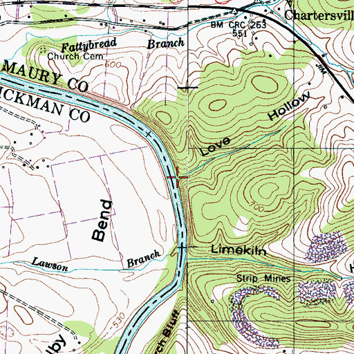 Topographic Map of Love Hollow, TN
