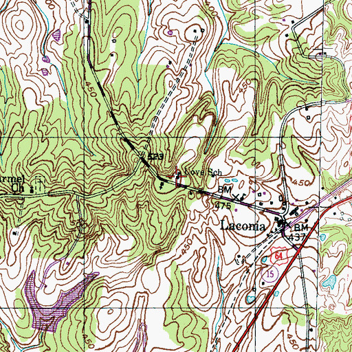 Topographic Map of Love School, TN