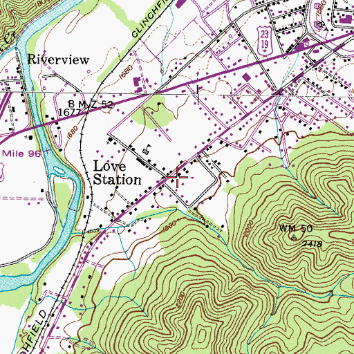 Topographic Map of Love Station, TN