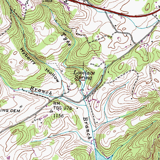 Topographic Map of Lovelace Spring, TN
