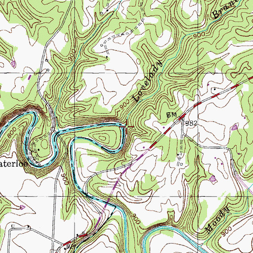 Topographic Map of Lovelady Branch, TN