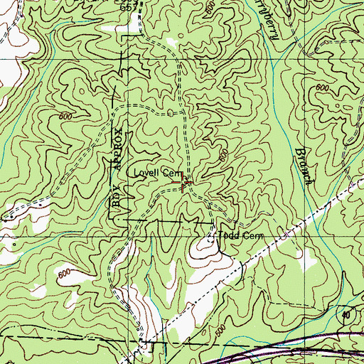 Topographic Map of Lovell Cemetery, TN