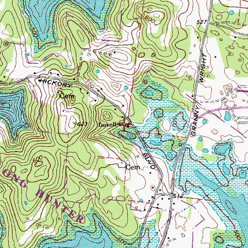 Topographic Map of Lovell Church, TN