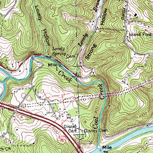 Topographic Map of Lovely Branch, TN