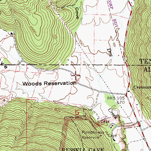 Topographic Map of Woods Reservation, AL