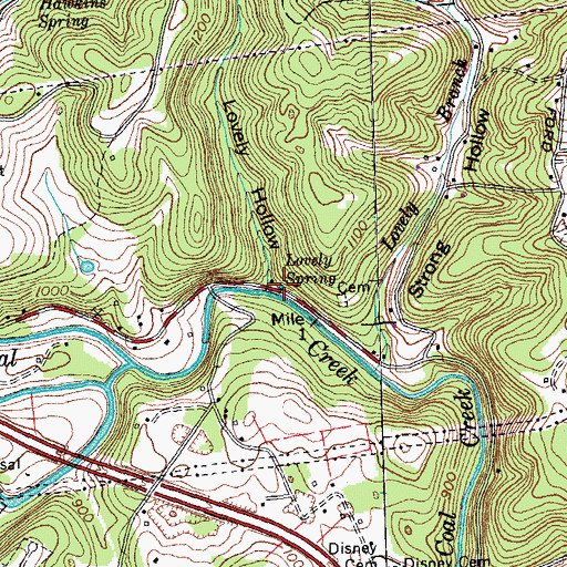 Topographic Map of Lovely Spring, TN