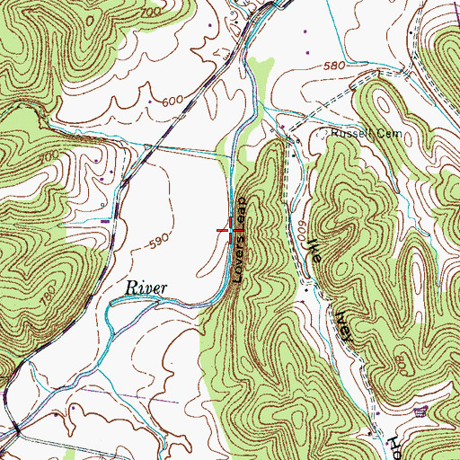 Topographic Map of Lovers Leap, TN