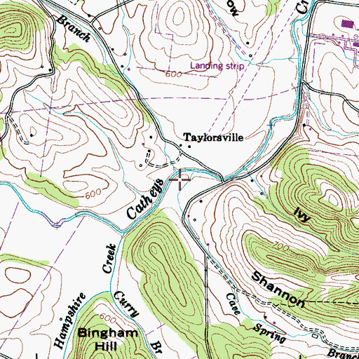 Topographic Map of Loves Branch, TN
