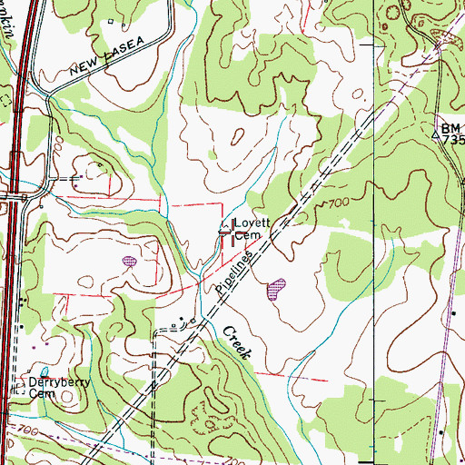 Topographic Map of Lovett Cemetery, TN
