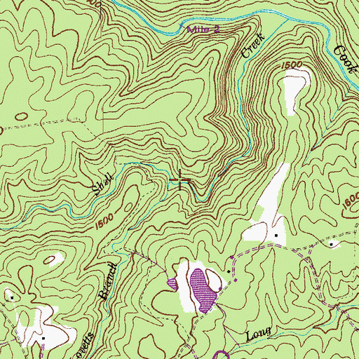 Topographic Map of Lovetts Branch, TN