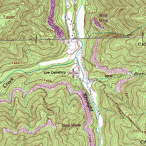 Topographic Map of Low Cemetery, TN